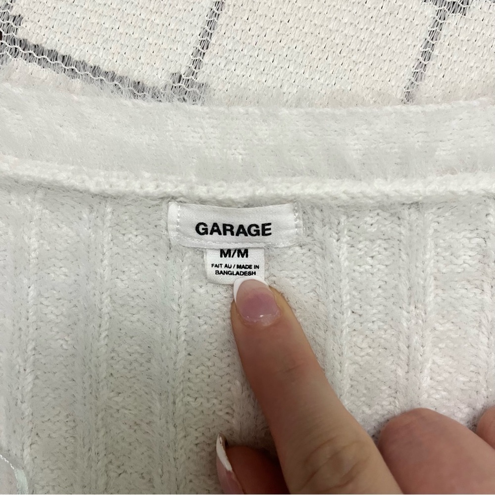 Garage White Fuzzy Women's Cardigan - Picture 4 of 8
